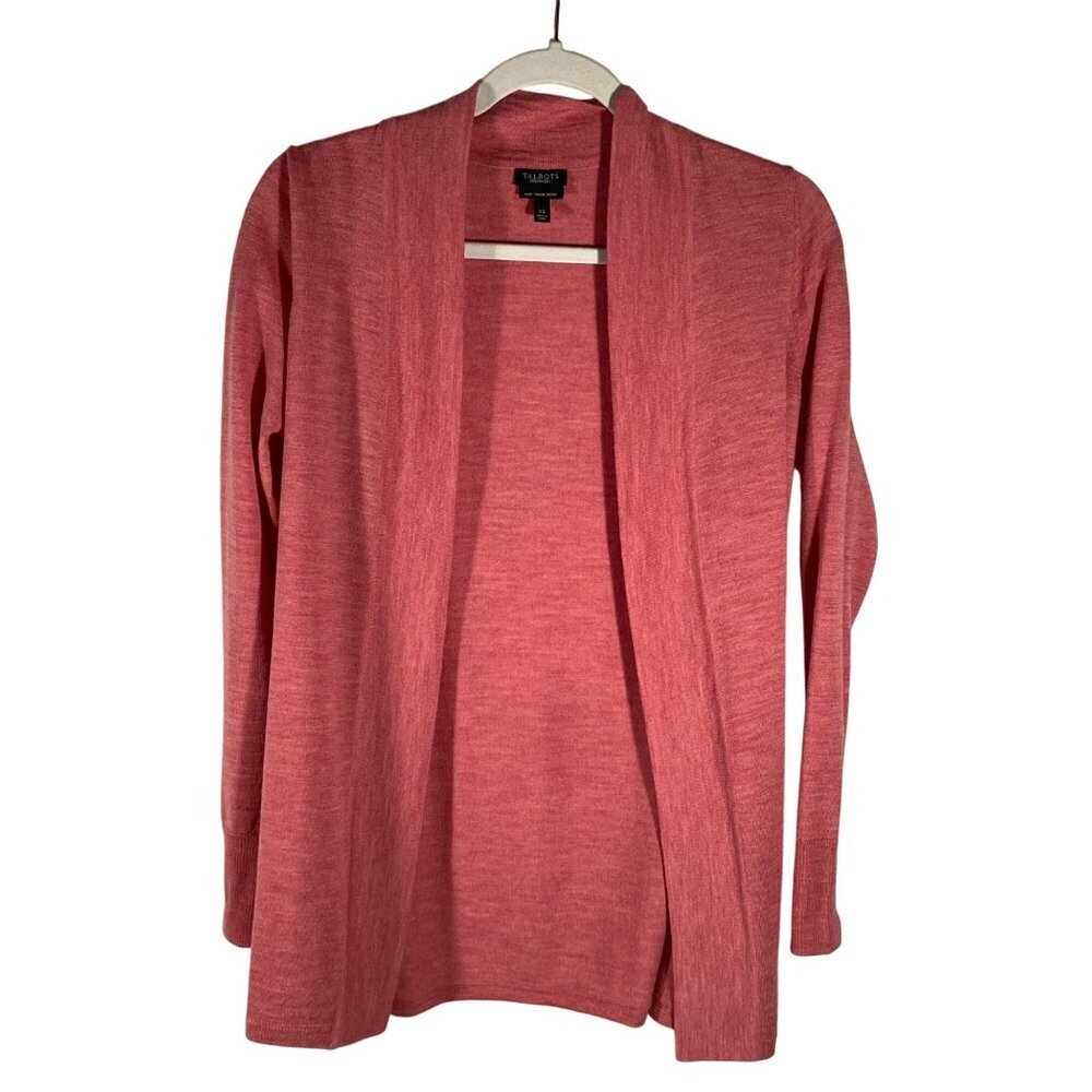 Talbots Pure Italian Merino Wool Open Cardigan Sweater XS Dusty Rose
